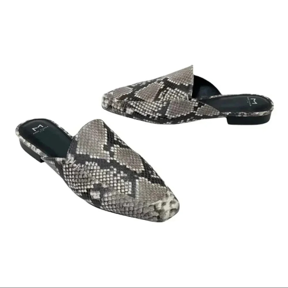 Marc Fisher LTD Pam2 Snake Embossed Leather Womens Flat Mules - Picture 13 of 16